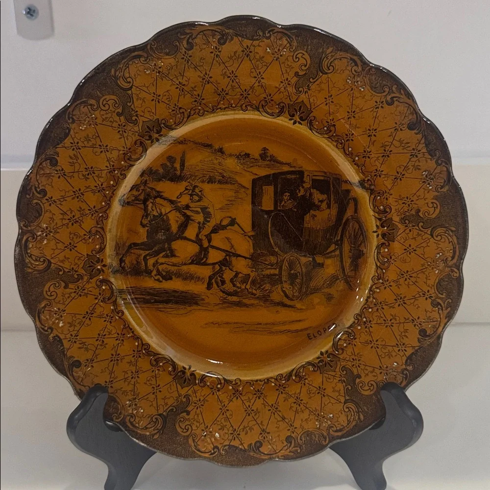 2 Antique Ridgways England Plates - Scenes From Coaching Days & Coaching Ways
